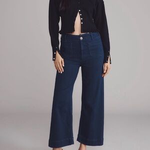 Maeve Colette Dark Blue Cropped Wide Leg Jeans